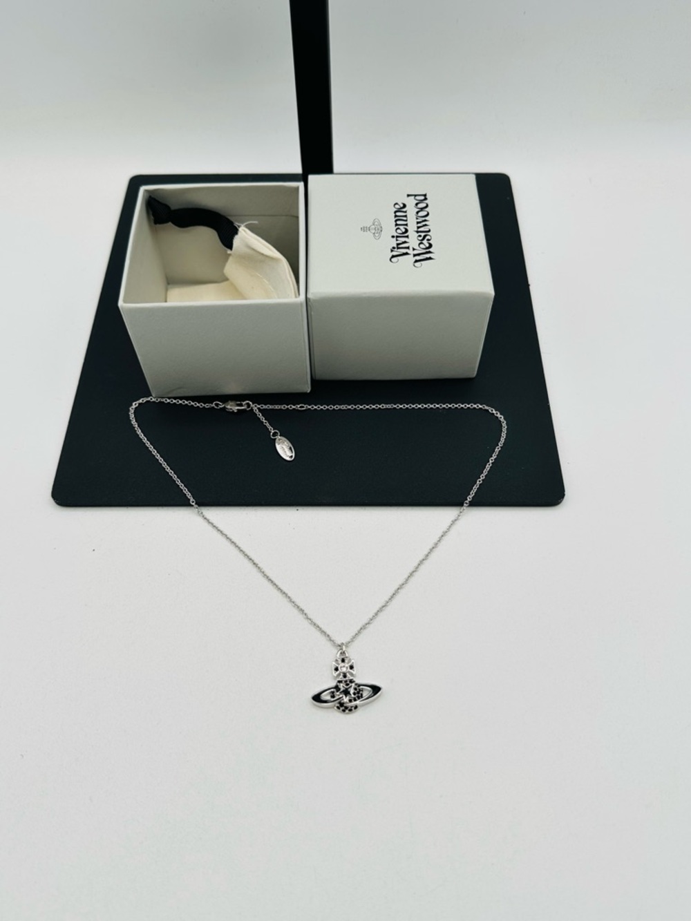 Vivienne Westwood Black enamel Orb Necklace